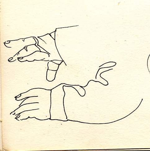 dessin perso, mains de Ko  1989
